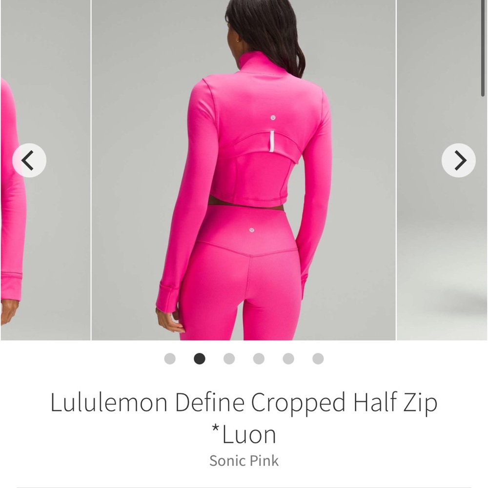 Lululemon Define cropped half zip jacket *Luon SONIC PINK Sz 12 Rare - Picture 2 of 13